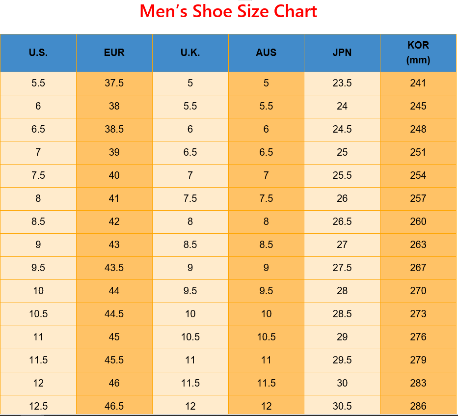 us men shoe size
